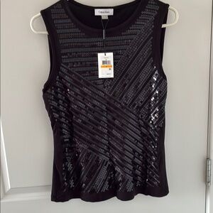 New Calvin Klein Black Sequin Tank Top size S